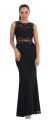 Sheer Lace Bejeweled Long Formal Evening Prom Dress in Black